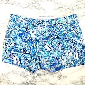 Lilly Pulitzer Blue Floral Printed Callahan Shorts